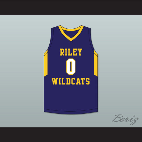 Blake Wesley 0 James Whitcomb Riley High School Wildcats Navy Blue Basketball Jersey 1