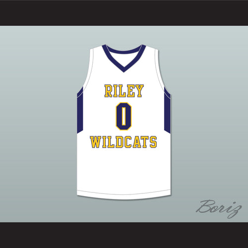Blake Wesley 0 James Whitcomb Riley High School Wildcats White Basketball Jersey 2