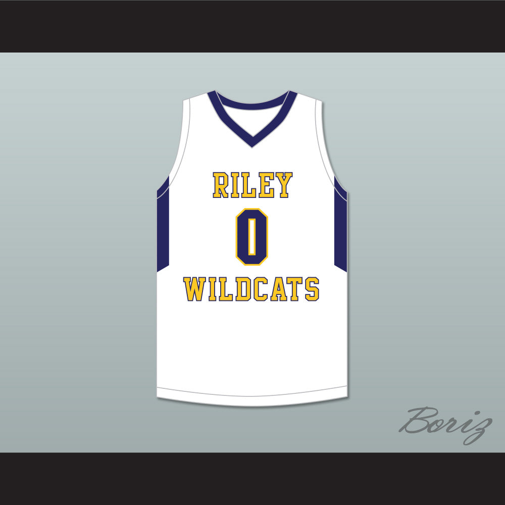 Blake Wesley 0 James Whitcomb Riley High School Wildcats White Basketball Jersey 2
