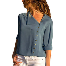 Load image into Gallery viewer, Blouse 2020 Fashion Long Sleeve Women Blouses and Tops Skew Collar Solid Office Shirt Casual Tops Blusas Chemise Femme