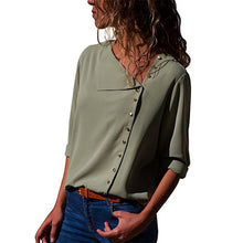 Load image into Gallery viewer, Blouse 2020 Fashion Long Sleeve Women Blouses and Tops Skew Collar Solid Office Shirt Casual Tops Blusas Chemise Femme