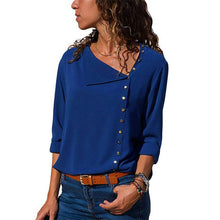 Load image into Gallery viewer, Blouse 2020 Fashion Long Sleeve Women Blouses and Tops Skew Collar Solid Office Shirt Casual Tops Blusas Chemise Femme