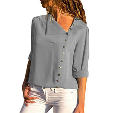 Load image into Gallery viewer, Blouse 2020 Fashion Long Sleeve Women Blouses and Tops Skew Collar Solid Office Shirt Casual Tops Blusas Chemise Femme