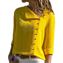 Load image into Gallery viewer, Blouse 2020 Fashion Long Sleeve Women Blouses and Tops Skew Collar Solid Office Shirt Casual Tops Blusas Chemise Femme