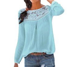 Load image into Gallery viewer, Blouse For Women Casual Long-sleeved Lace Patchwork Shirt Blouse Street Clothing Retro Long-sleeved Top Camisas Mujer 2019#JY