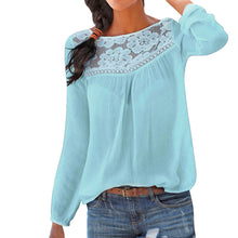 Load image into Gallery viewer, Blouse For Women Casual Long-sleeved Lace Patchwork Shirt Blouse Street Clothing Retro Long-sleeved Top Camisas Mujer 2019#JY