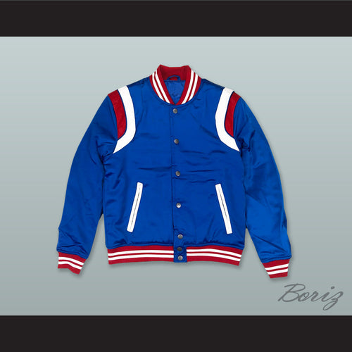Blue Red and White Varsity Letterman Jacket-Style Sweatshirt