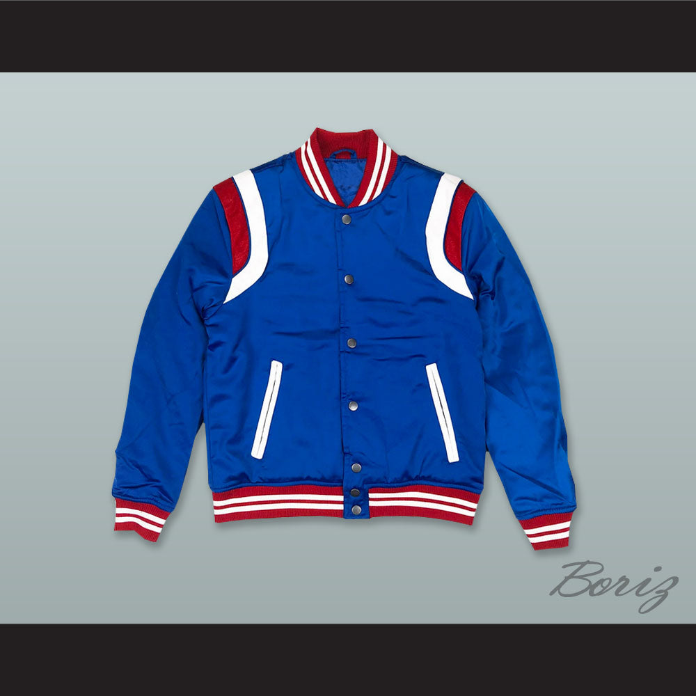 Blue Red and White Varsity Letterman Jacket-Style Sweatshirt