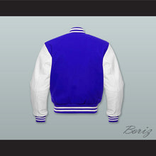 Load image into Gallery viewer, Blue Wool and White Lab Leather Varsity Letterman Jacket