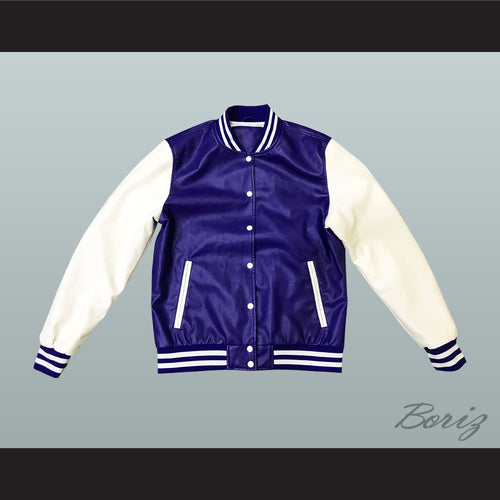 Blue and White Lab Leather Varsity Letterman Jacket