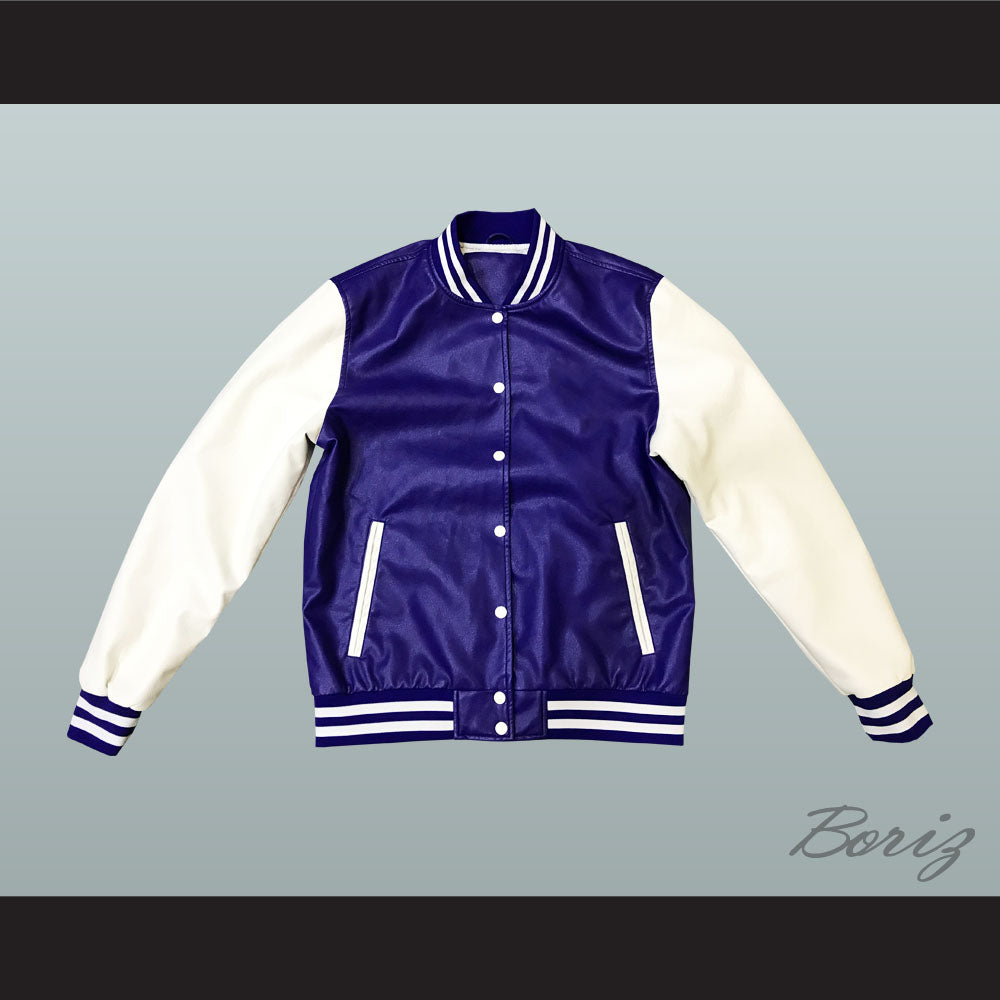 Blue and White Lab Leather Varsity Letterman Jacket
