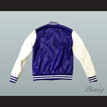 Load image into Gallery viewer, Blue and White Lab Leather Varsity Letterman Jacket