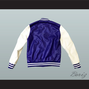 Blue and White Lab Leather Varsity Letterman Jacket