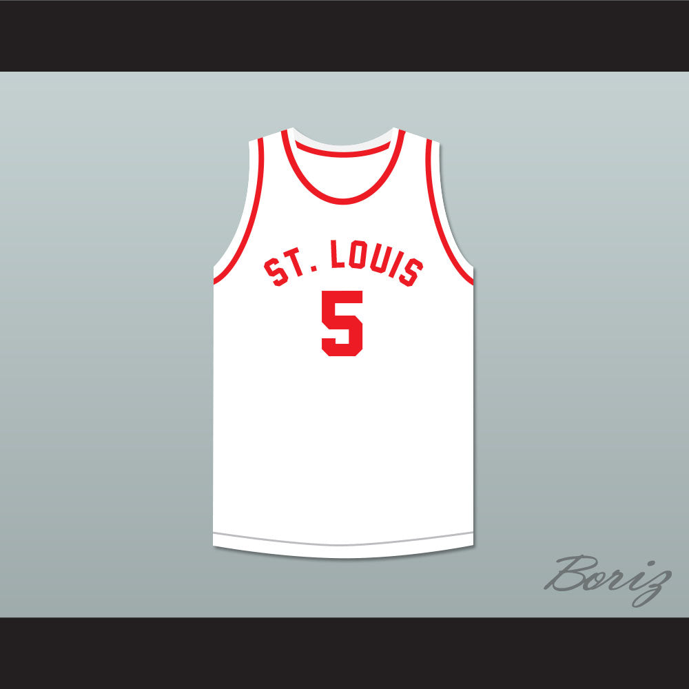 Bob Doll 5 St. Louis Bombers White Basketball Jersey