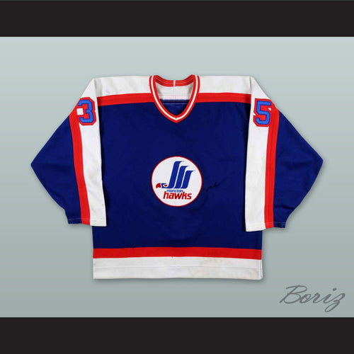 Bob Essensa 35 Moncton Hawks Blue Hockey Jersey