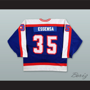 Bob Essensa 35 Moncton Hawks Blue Hockey Jersey