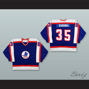 Bob Essensa 35 Moncton Hawks Blue Hockey Jersey