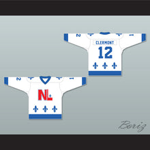 Load image into Gallery viewer, Bob Clermont 12 Le National de Québec White Hockey Jersey- Lance et compte (He Shoots, He Scores)