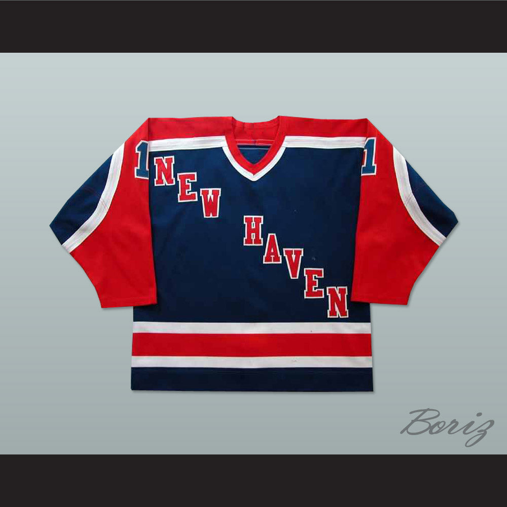 Bob Janecyk 1 New Haven Nighthawks Dark Blue Hockey Jersey