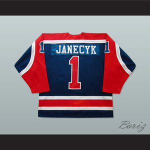 Bob Janecyk 1 New Haven Nighthawks Dark Blue Hockey Jersey