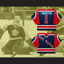 Load image into Gallery viewer, Bob Janecyk 1 New Haven Nighthawks Dark Blue Hockey Jersey