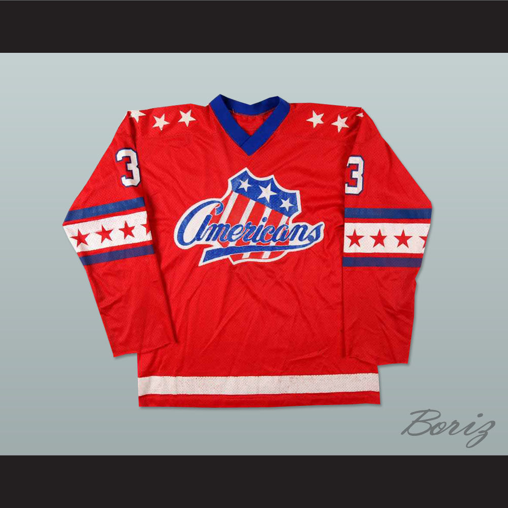 Bob Malcolm 3 Rochester Americans Red Hockey Jersey