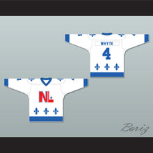 Load image into Gallery viewer, Bob Whyte 4 Le National de Québec White Hockey Jersey- Lance et compte (He Shoots, He Scores)