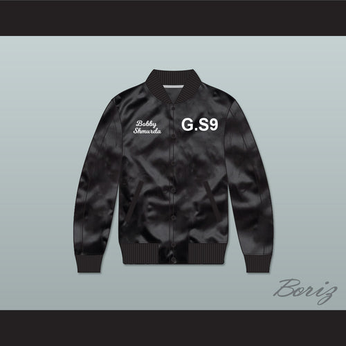 Bobby Shmurda G.S9 Black Varsity Letterman Satin Bomber Jacket