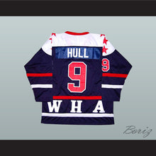 Load image into Gallery viewer, Bobby Hull 9 WHA All Star Navy Blue Hockey Jersey