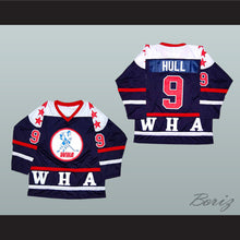 Load image into Gallery viewer, Bobby Hull 9 WHA All Star Navy Blue Hockey Jersey