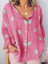 Load image into Gallery viewer, Boho Women Summer Cotton blend Tops V Neck Dot Top Blouse Casual Loose Baggy Tops Shirts Plus Size