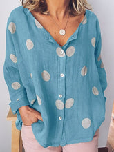 Load image into Gallery viewer, Boho Women Summer Cotton blend Tops V Neck Dot Top Blouse Casual Loose Baggy Tops Shirts Plus Size