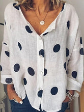 Load image into Gallery viewer, Boho Women Summer Cotton blend Tops V Neck Dot Top Blouse Casual Loose Baggy Tops Shirts Plus Size
