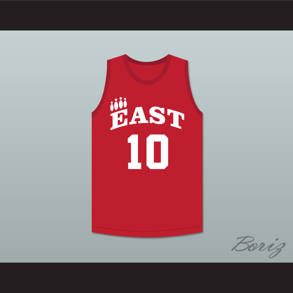 Troy Bolton 10 East High School Wildcats Red Practice Basketball Jersey