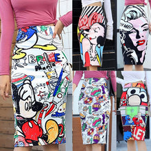 Load image into Gallery viewer, Bonjean 2020 Women's Pencil Skirt New Cartoon Mouse Print High Waist Slim Skirts Women Young Girl Summer Female Falda
