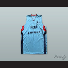Load image into Gallery viewer, Bostjan Nachbar 21 Anadolu Efes SK Istanbul Turkey Light Blue Basketball Jersey