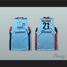 Load image into Gallery viewer, Bostjan Nachbar 21 Anadolu Efes SK Istanbul Turkey Light Blue Basketball Jersey