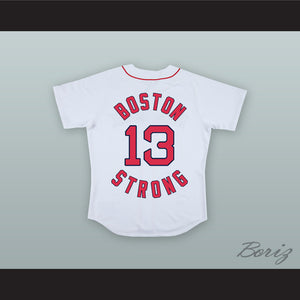 Jeff Bauman 13 Boston Strong White Baseball Jersey Stronger