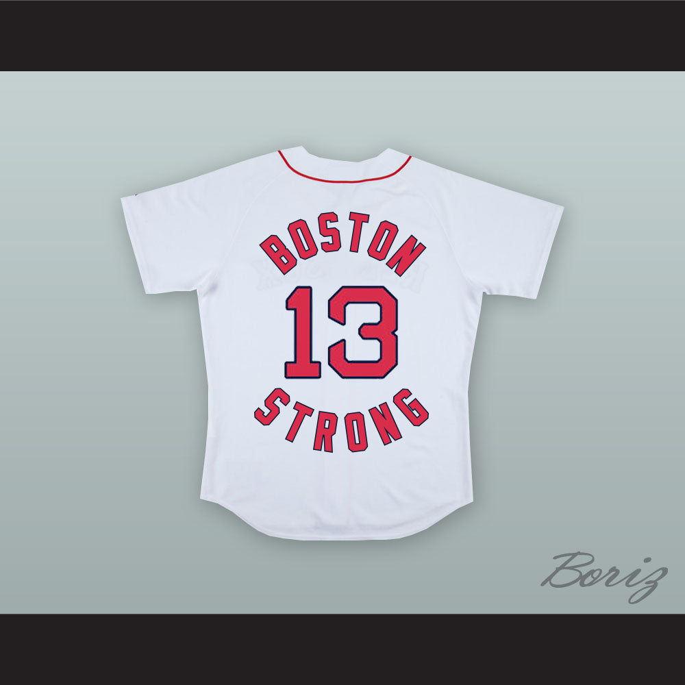 Jeff Bauman 13 Boston Strong White Baseball Jersey Stronger
