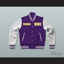 Load image into Gallery viewer, Boynton Beach Community High School Tigers Purple/White Varsity Letterman Jacket-Style Sweatshirt
