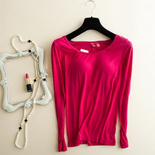 Load image into Gallery viewer, Bra Padded Basic T-shirt Women Modal Long Sleeve O Neck Solid Tee Shirt Built In Bra Casual Soft Breathable Tee Tops Hi-Q