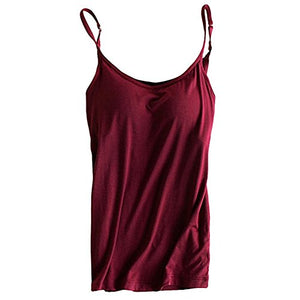 Bra Padded Lingerie Active Strap Cami Women Modal Workout Tank Top Candy Colors Pajama Shirt with Built in Shelf Bra