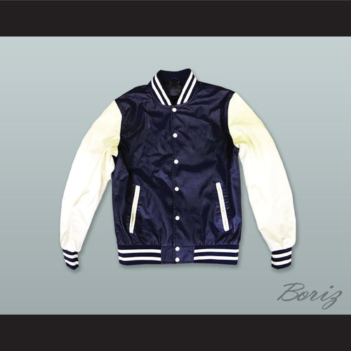Brad Hamilton Ridgemont High Navy Blue and White Lab Leather Varsity Letterman Jacket