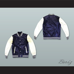 Brad Hamilton Ridgemont High Navy Blue and White Lab Leather Varsity Letterman Jacket