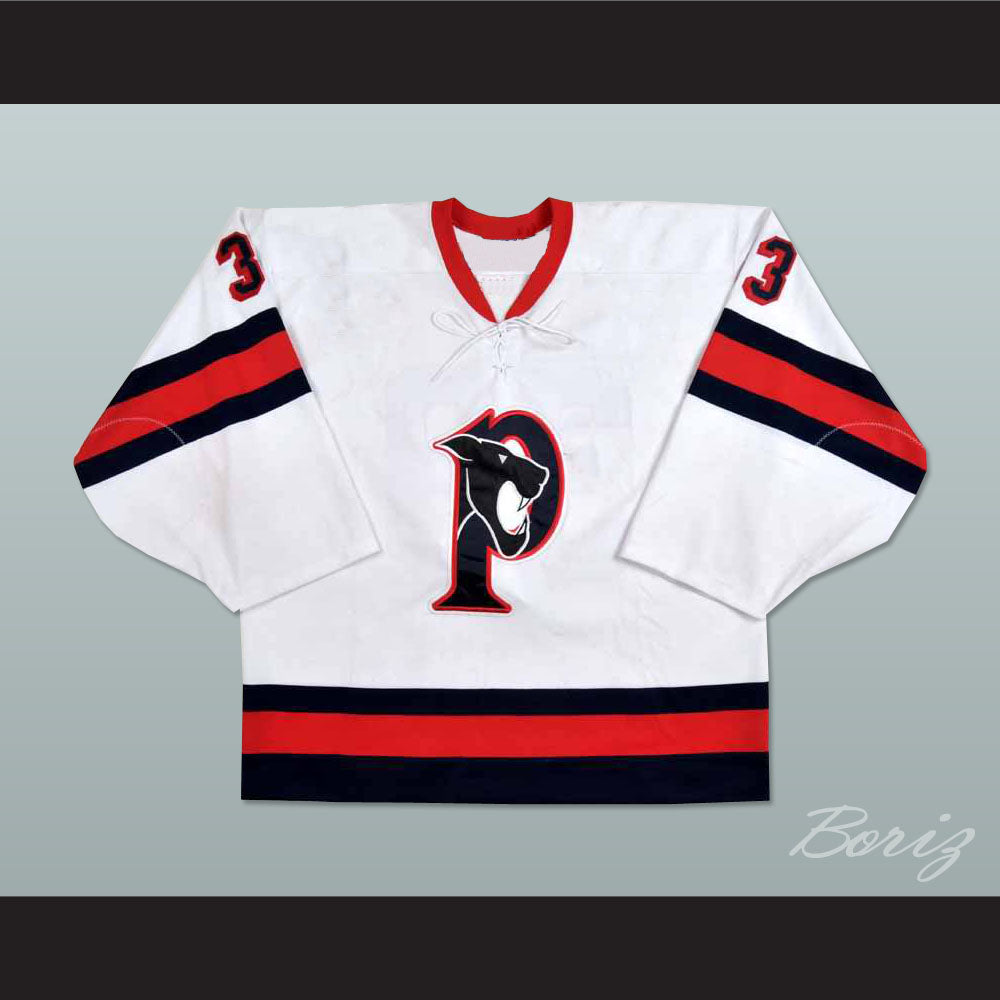 Brad Thiessen 33 Penticton Panthers White Hockey Jersey