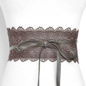 Brand New Elegant Lace Wide Waist Bands Women Faux Leather Belts Cummerbunds Ladies Corset Wedding Dress Harness VKAC1001