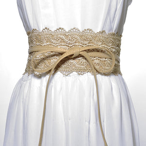 Brand New Elegant Lace Wide Waist Bands Women Faux Leather Belts Cummerbunds Ladies Corset Wedding Dress Harness VKAC1001