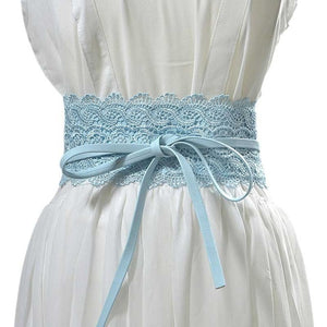 Brand New Elegant Lace Wide Waist Bands Women Faux Leather Belts Cummerbunds Ladies Corset Wedding Dress Harness VKAC1001