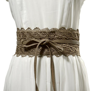 Brand New Elegant Lace Wide Waist Bands Women Faux Leather Belts Cummerbunds Ladies Corset Wedding Dress Harness VKAC1001