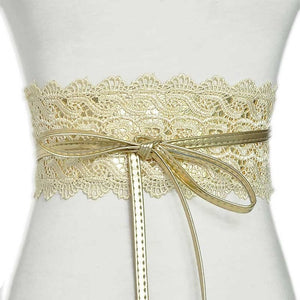 Brand New Elegant Lace Wide Waist Bands Women Faux Leather Belts Cummerbunds Ladies Corset Wedding Dress Harness VKAC1001